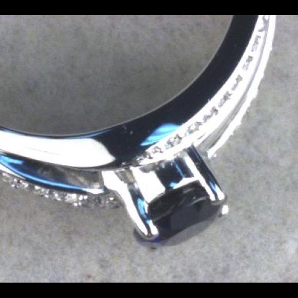 (925) Blue/White Lab-Created Sapphire Ring - Picture 5 of 9